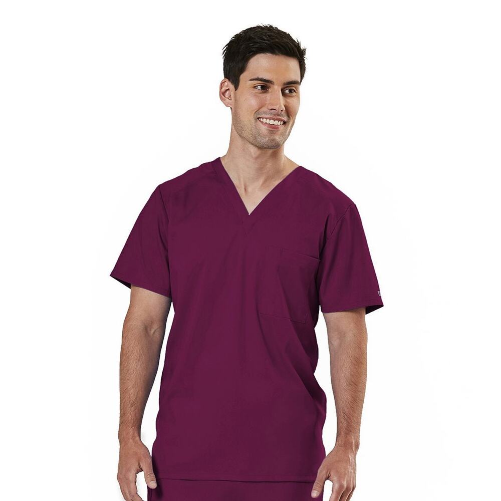 NWT! Edge by IRG Men's V Neck‎ Scrub Top style 2851 WINE/X-LARGE